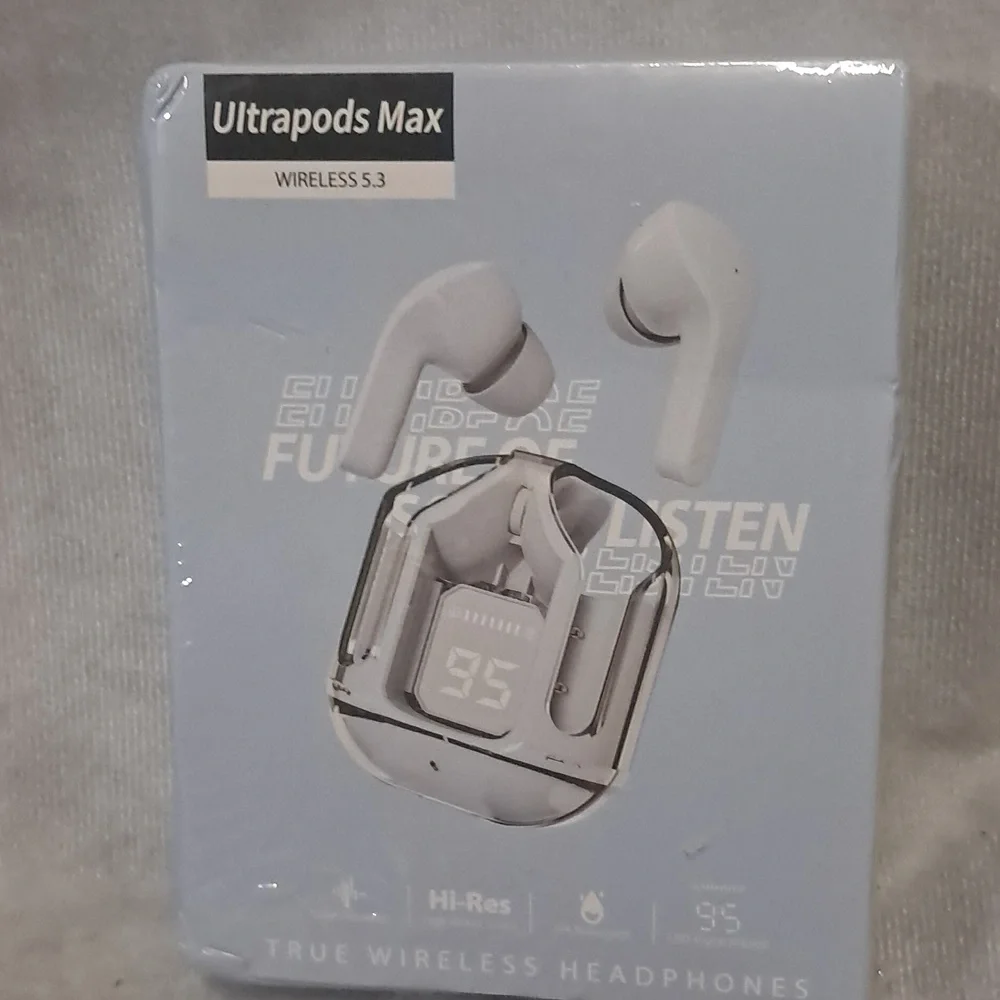 NWT Wireless Earbuds T-12 Max, Transparent Design, Fast Charging, Bluetooth